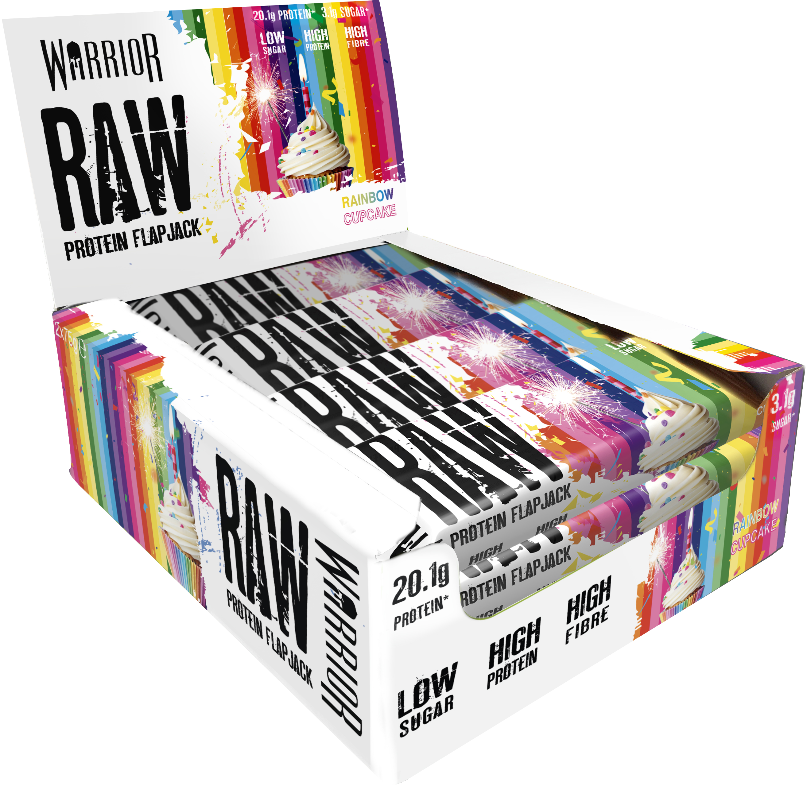 WARRIOR RAW PROTEIN FLAPJACK 75g - rainbow cupcake