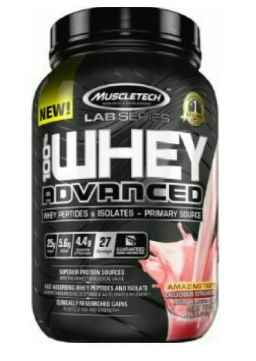 100% Whey Advanced 2lb Lab Series straw. - MT